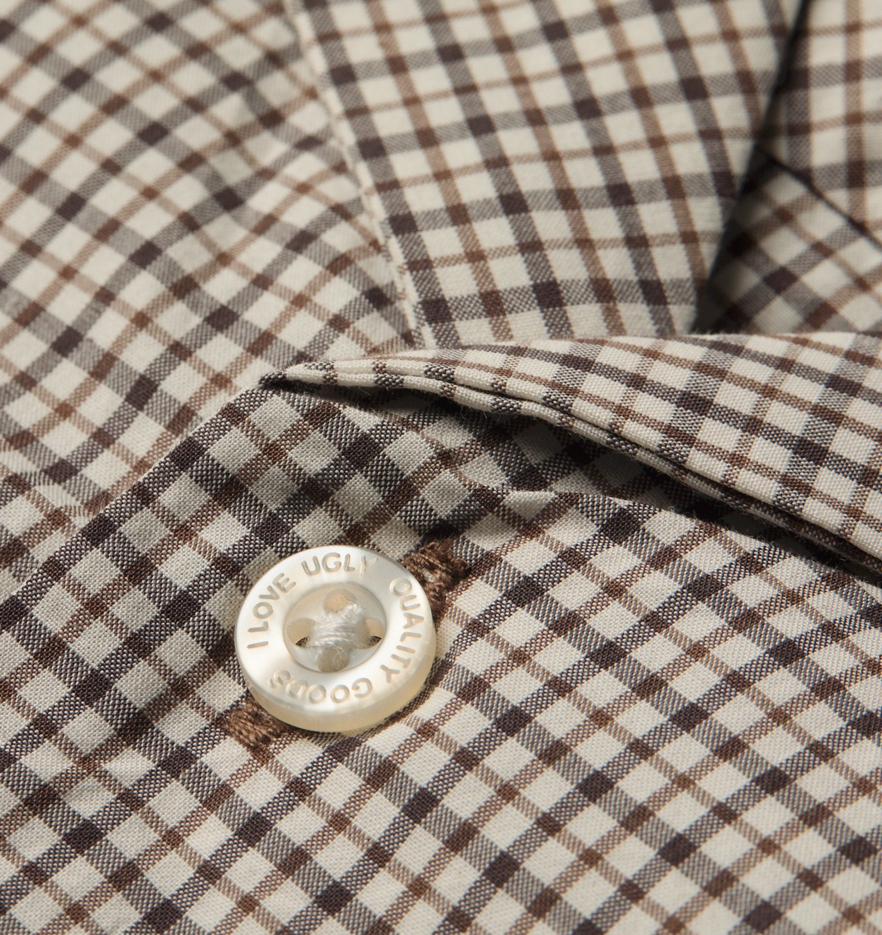 Box Cuban Collar Shirt - White/Brown Check