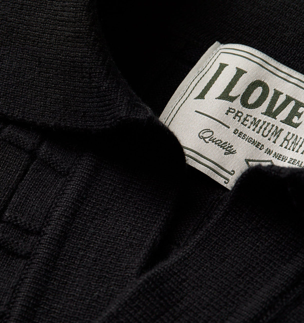 Grid Box Knit Polo - Black