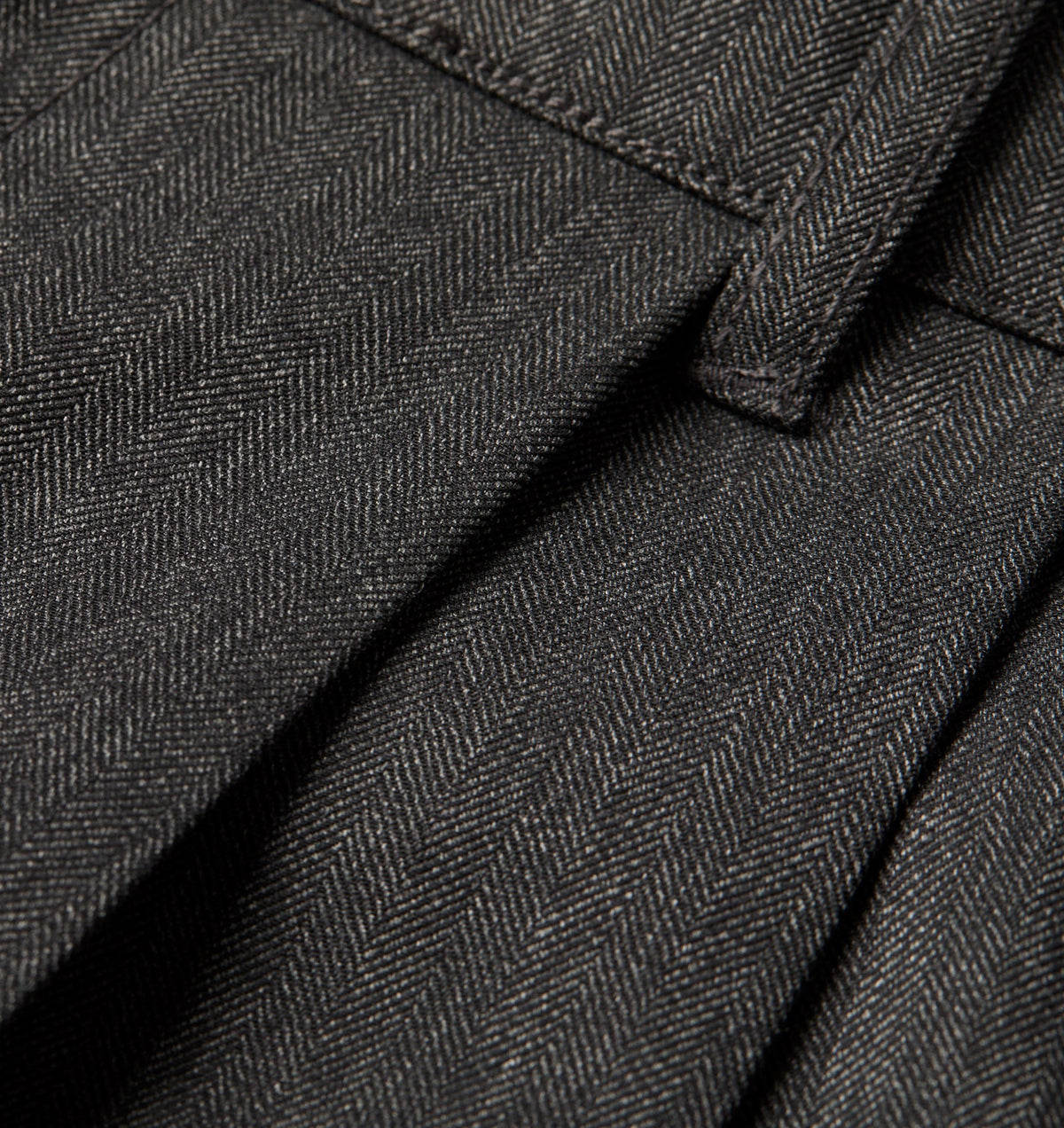 Twin Pleat Pant - Dark Grey Herringbone