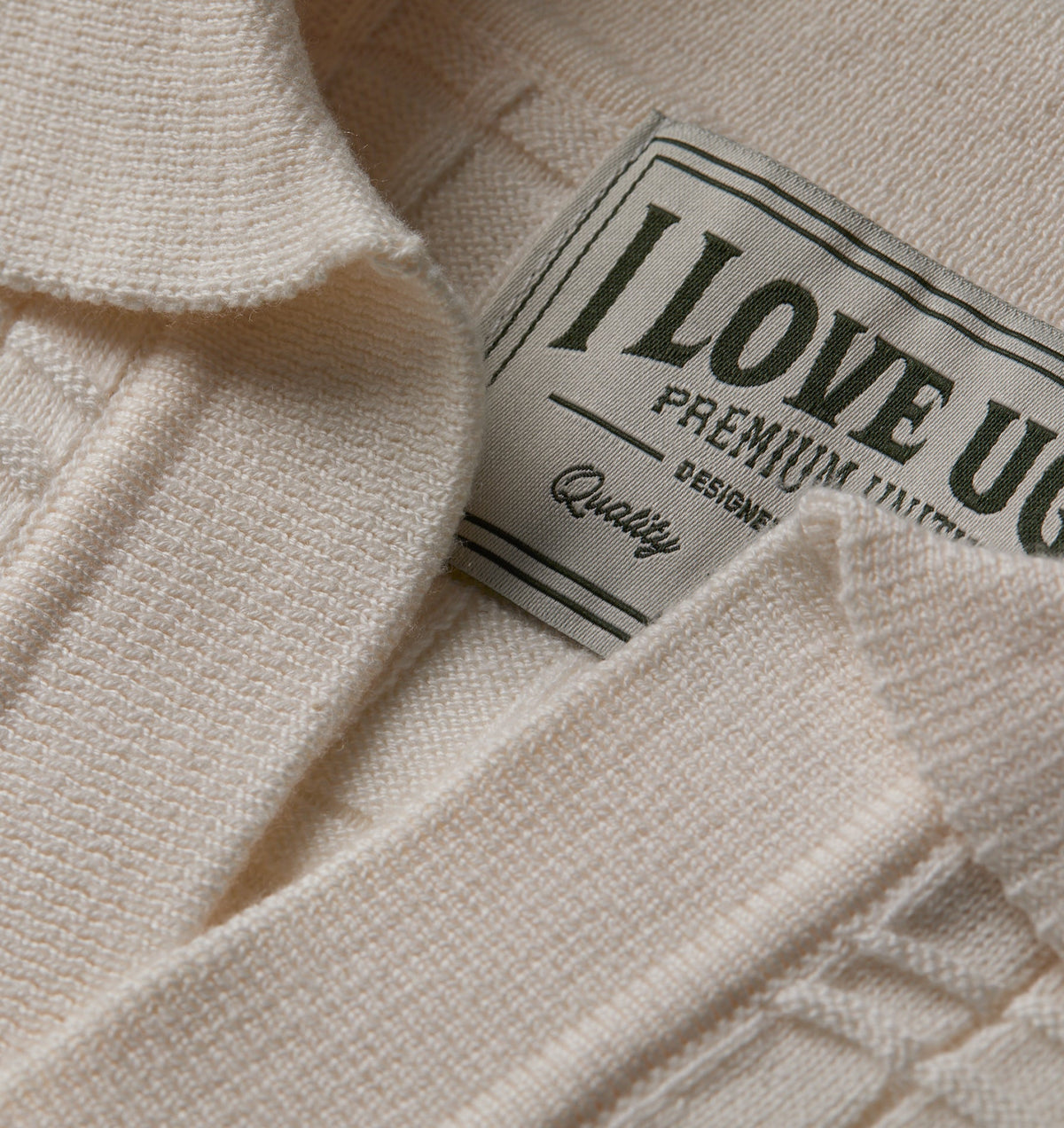 Grid Box Knit Polo - Off White