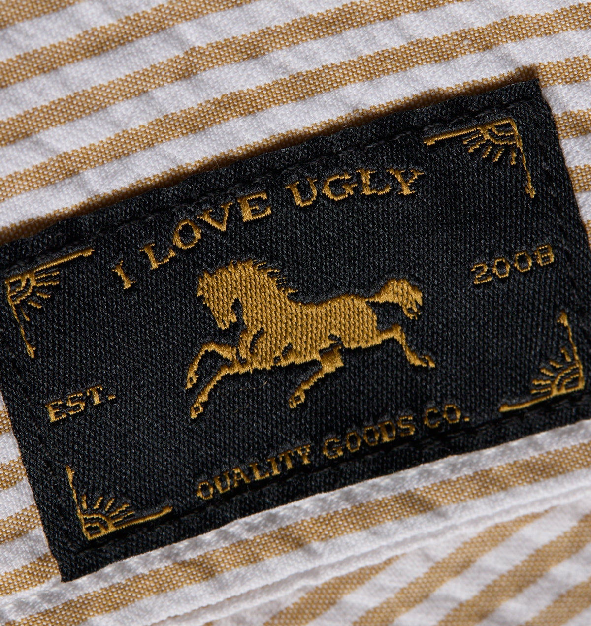 Box Cuban Collar Shirt - Mustard/White Stripe