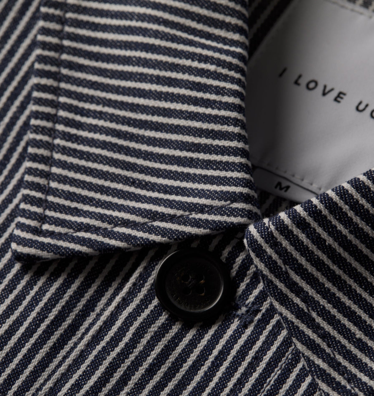 Chore Jacket - White / Navy Stripe