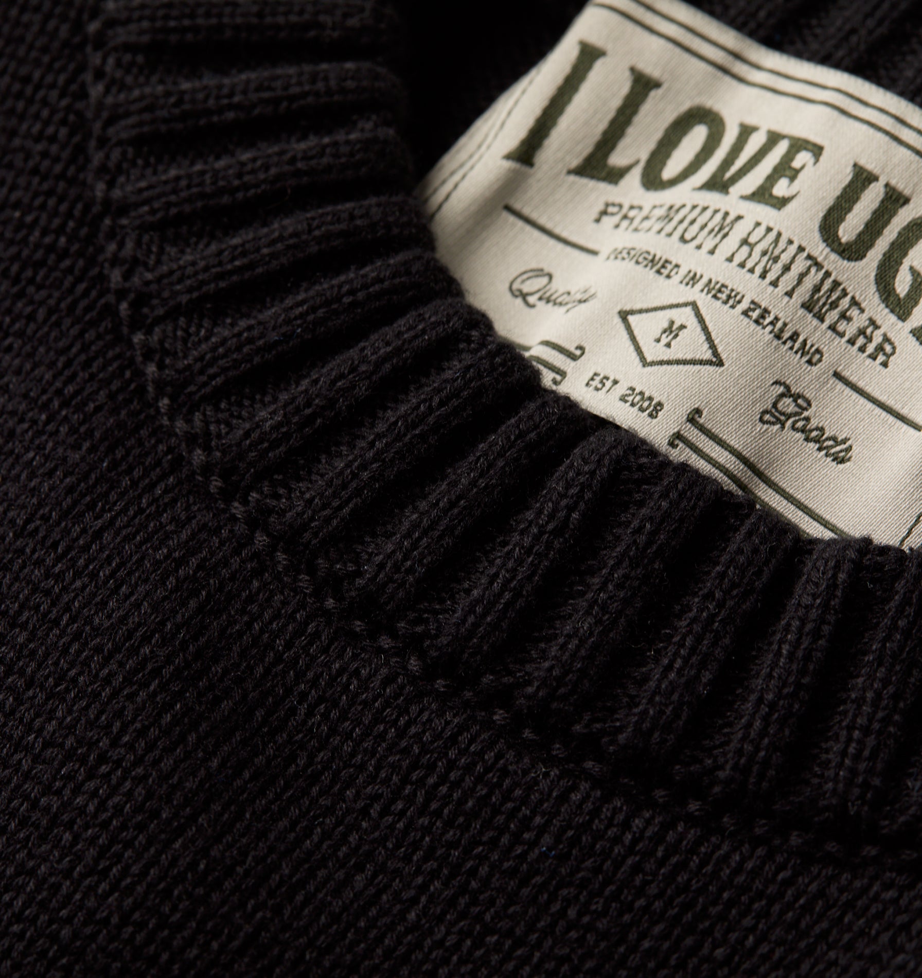 Midweight Crop Knit Sweater - Black