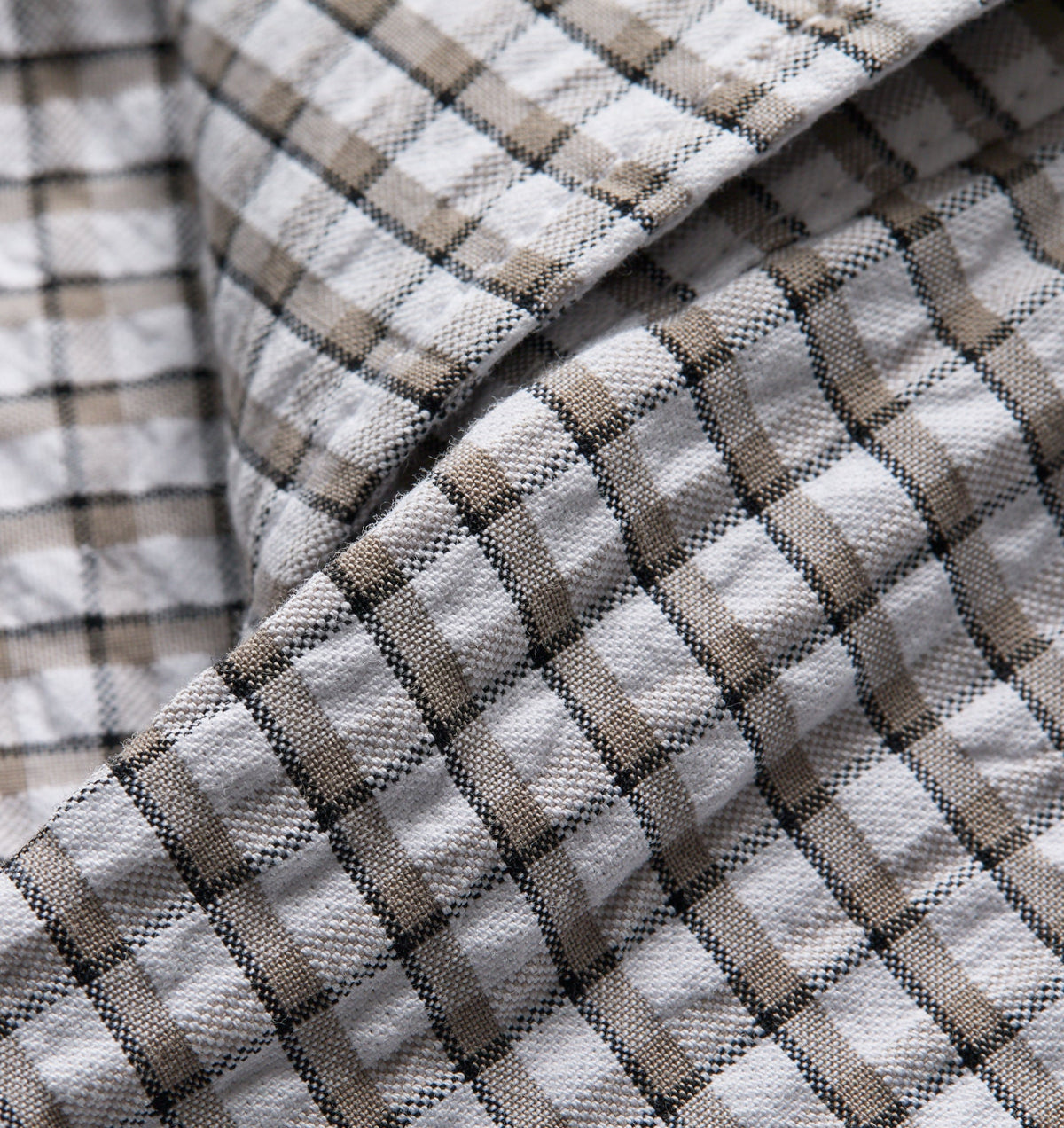 Crop LS Shirt - White/Sand Check