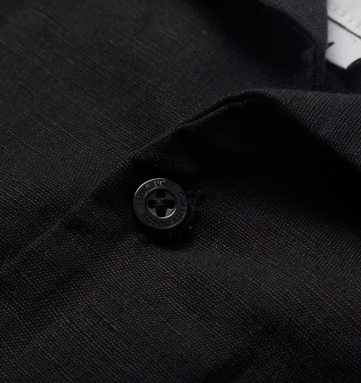 Linen Cuban Collar SS Shirt - Black