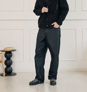Edgar Wide Denim - Coated Black