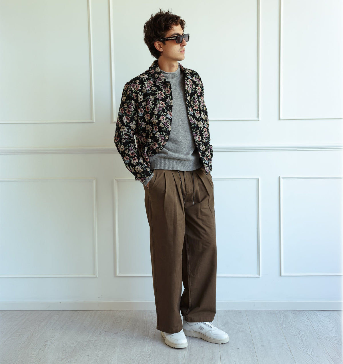 Wide Leg Pleat Pant - Khaki
