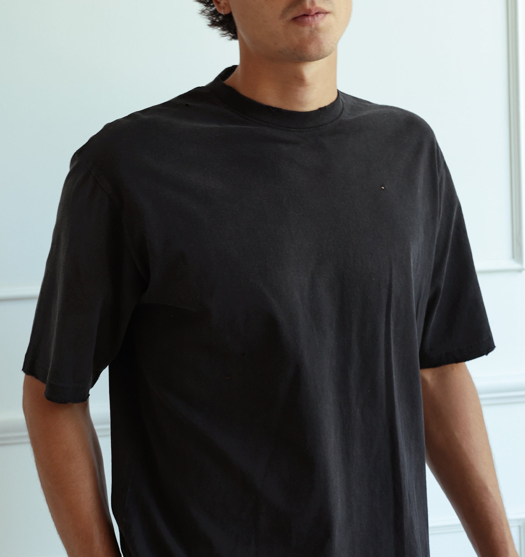 Distressed Oversized Tee - Faded Black