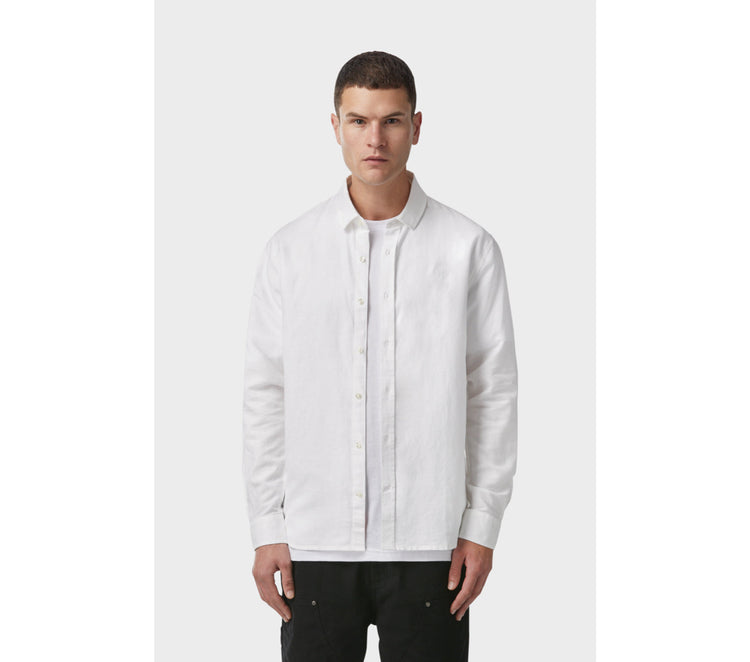 Linen Wallace LS Shirt - White