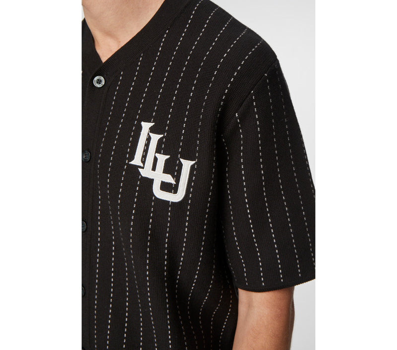 Knit Baseball Jersey - Black Pinstripe