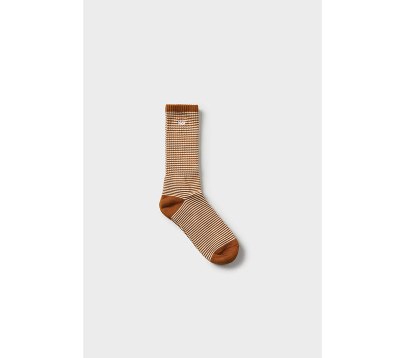 Stripe Basic Sock - Off White/Toffee