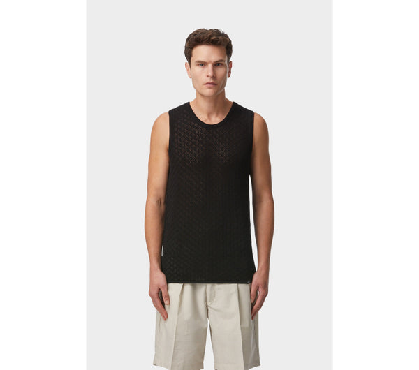 Lace Knit Tank - Black
