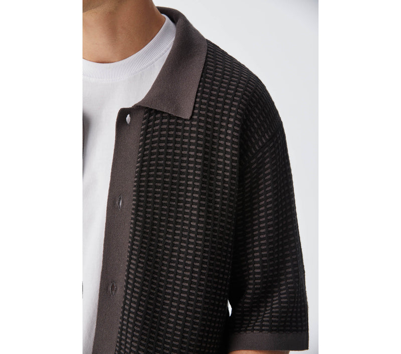 Jasper Knit SS Shirt - Black/Charcoal