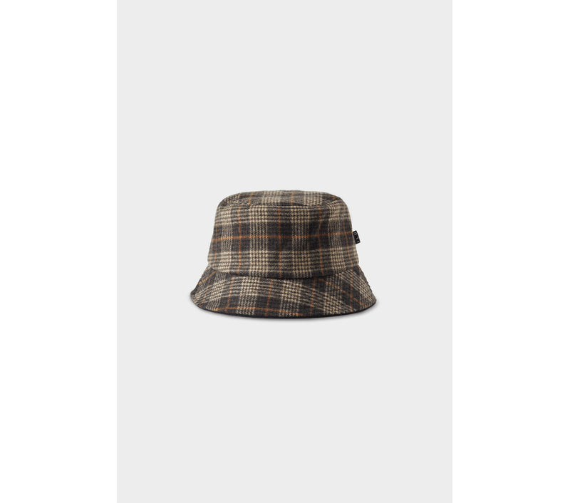 Wool Bucket Hat - Beige/Orange Check