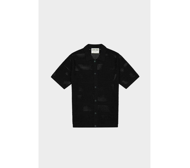 Textured Knit SS Shirt - Black